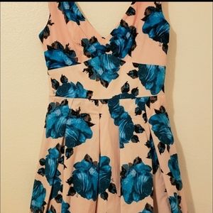 Betsey Johnson Pink Blue Floral Fit & Flare Dress